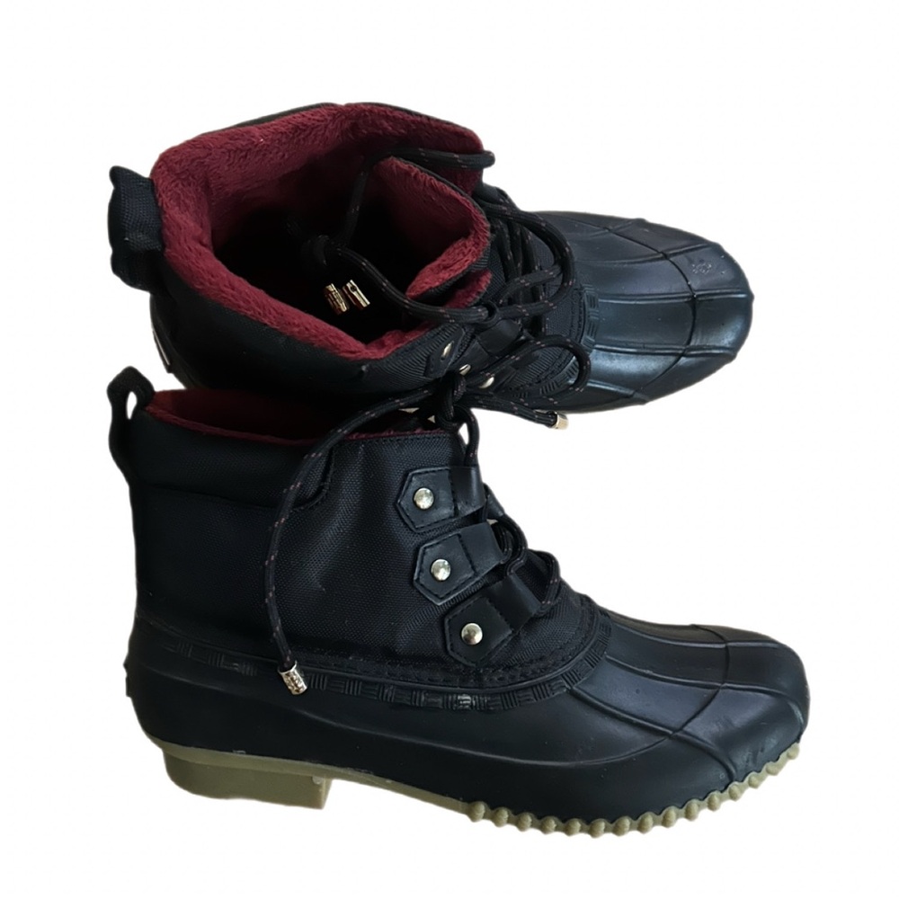 Tommy Hilfiger Black and Red Boots